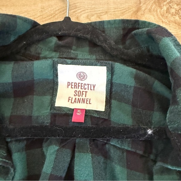SO Collared Long Sleeve Black and White Plaid Button Down Flannel - Picture 2 of 4
